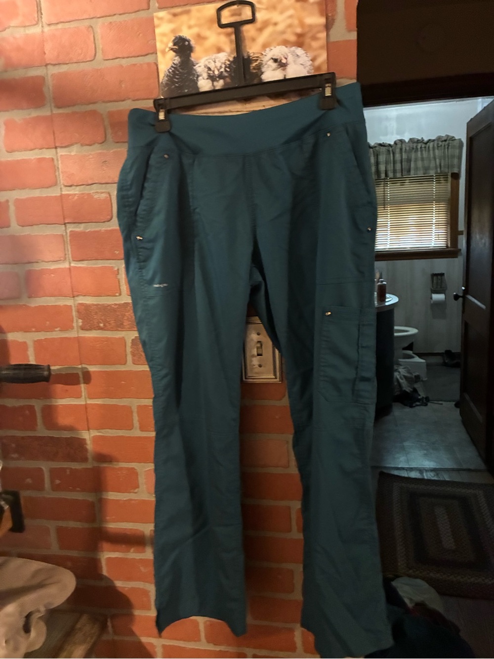 healing hands Teal Wide Leg Scrub Pants
